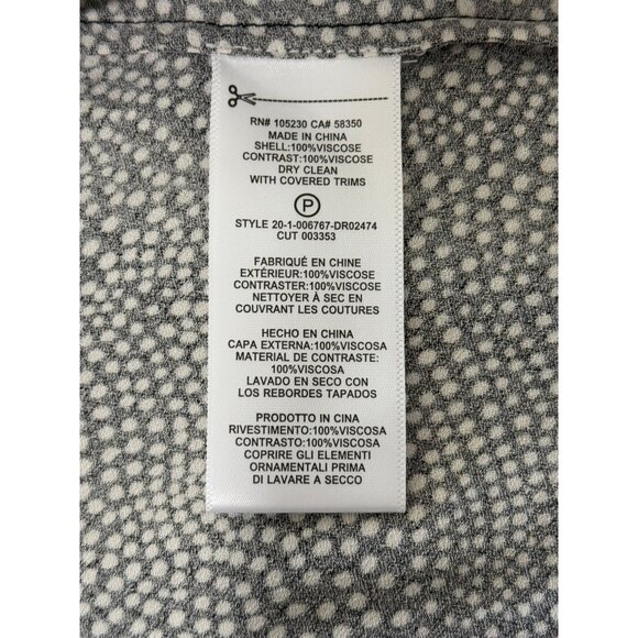 Equipment Femme Womens Size 4 Dress Long Sleeve with Belt Black White Polka Dot - Picture 7 of 7